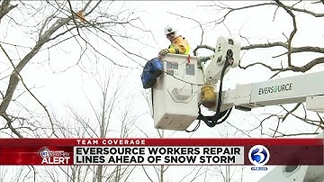 VIDEO: Eversource workers repair lines ahead of Tuesday