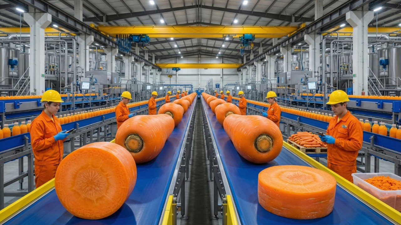 INSANE! Inside a Modern Carrot Juice Factory How It's Really Made in 2026