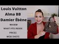 LOUIS VUITTON ALMA BB DAMIER EBENE | REVIEW | WHAT FITS INSIDE | PRICES | MOD SHOTS