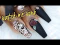 Watch Me Work: Matte Black | Rose 3D Acrylic Nails with Full Swarovski Bling | Satisfying Video