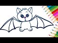 How to draw bat/drawing cute bat for children/ bolalar uchun yarasalar chizish/vẽ dơi cho trẻ em