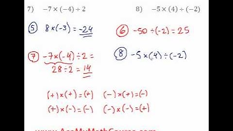 Basic Algebra Review - Multiplying & Dividing Integers #8
