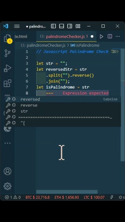 Javascript | Palindrome Checker #shorts - YouTube