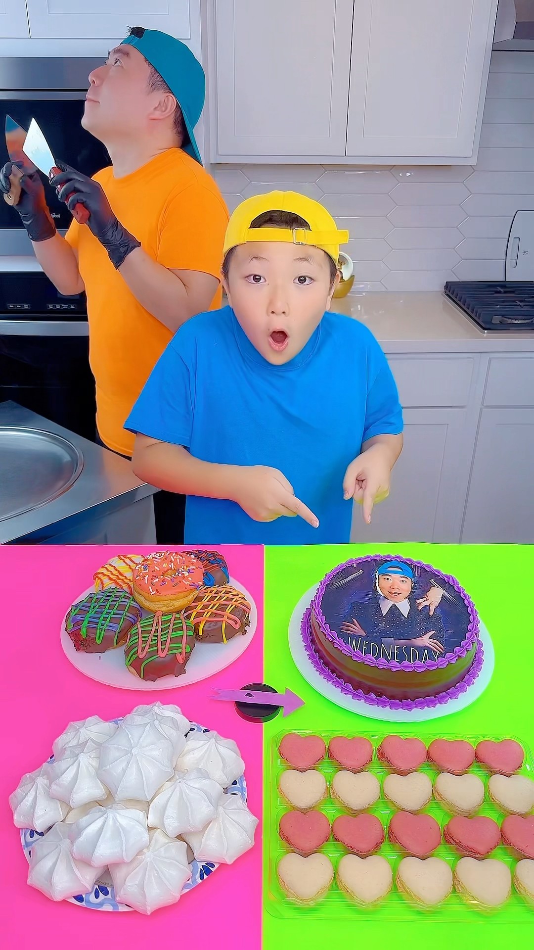 Wednesday Addams cake vs Wasabi sauce ice cream challenge!? #funny by Ethan Funny Family