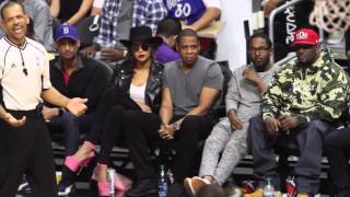 Beyonce Rocks Pink Stripper Heels At A Basketball Game With Jay-Z