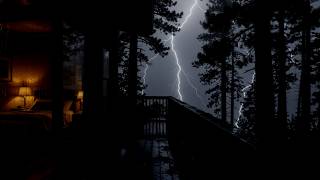 Cozy Cabin Rainy Night 🌧️ | Heavy Rain & Soft Thunder Sounds for Deep Sleep & Relaxation screenshot 4