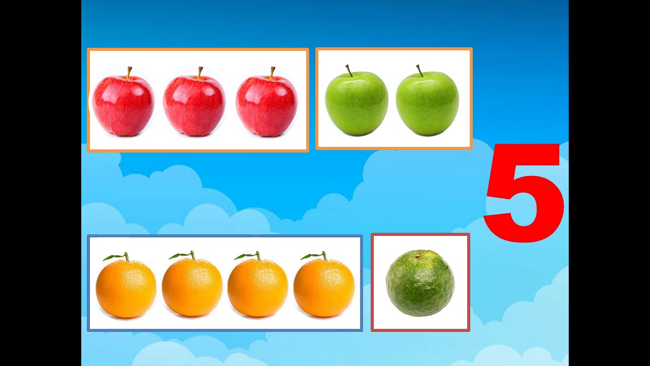 Gộp hai nhóm đối tượng và đếm trong phạm vi 5