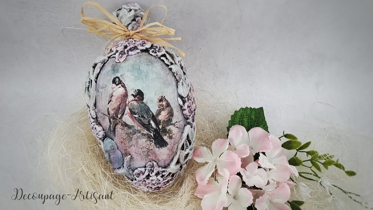 Decoupage 🕊 antiqued egg with birds #ITDCollection 🕊 DIY tutorial...