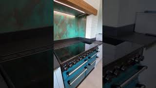 Todays installation in Swansea.  Aga kitchen alcove with a feature blue copper splashback