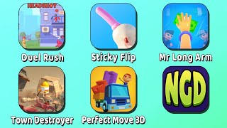 Duel Rush, Sticky Flip, Mr Long Arm, Town Destroyer, Perfect Move 3D | New Games Daily screenshot 5