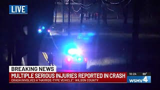 ‘Multiple serious injuries’ reported in crash involving hayride vehicle in Wilson County