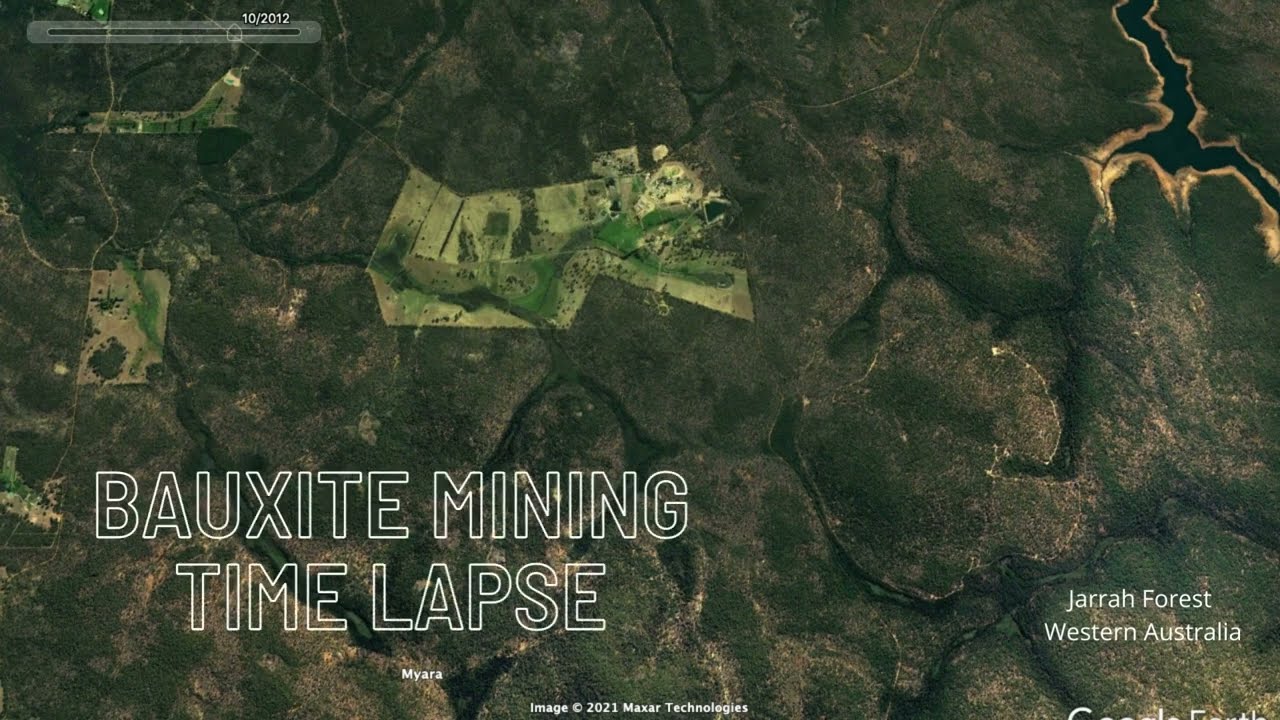 Alcoa Bauxite Mine in Western Australia Jarrah forest deforestation time-lapse