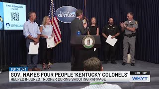 State officials honor those who helped KSP trooper injured in shooting near Blue Grass Airport
