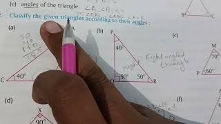 classify triangles according to "angles". acute, obtuse,right angled triangle.(1)