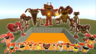 Destroy Smiling Critters Poppy Playtime Monsters Family Chapter 1 2 3 in LAVA POOL Garry's Mod