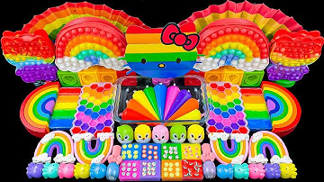 RAINBOW HELLO KITTY | HELLO KITTY Mixing Random Into Glossy Slime | 2 Hours Satisfying Slime ASMR
