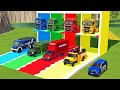 TRANSPORTING MERCEDES MINI BUS, VOLKSWAGEN POLICE, FORD POLICE, MERCEDES FIRE TRUCK TO GARAGE | FS22