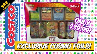 COSTCO EXCLUSIVE 151 Pokemon Mini Tin Bundle Opening! SHINY Cosmo Foils + 5 Mini Tins for $40?!