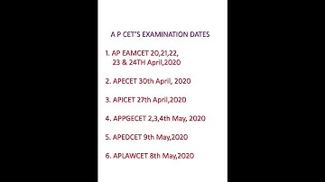 AP EAMCET-2020 APECET-2020 APICET-2020 APEDCET-2020 APLAWCET-2020SCHEDULE