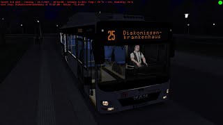 Omsi 2 Rheinhausen Line 25 From Eichtedt To Diakonissenkrankenhaus With MAN LC A20 U CNG VDV