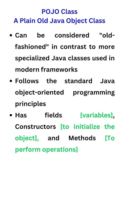 POJO Class - Plain Old Java Object Class || Java Interview Question ...