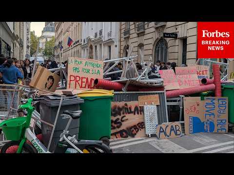 RAW VIDEO: Students Blockade Campus As Protests Sweep France