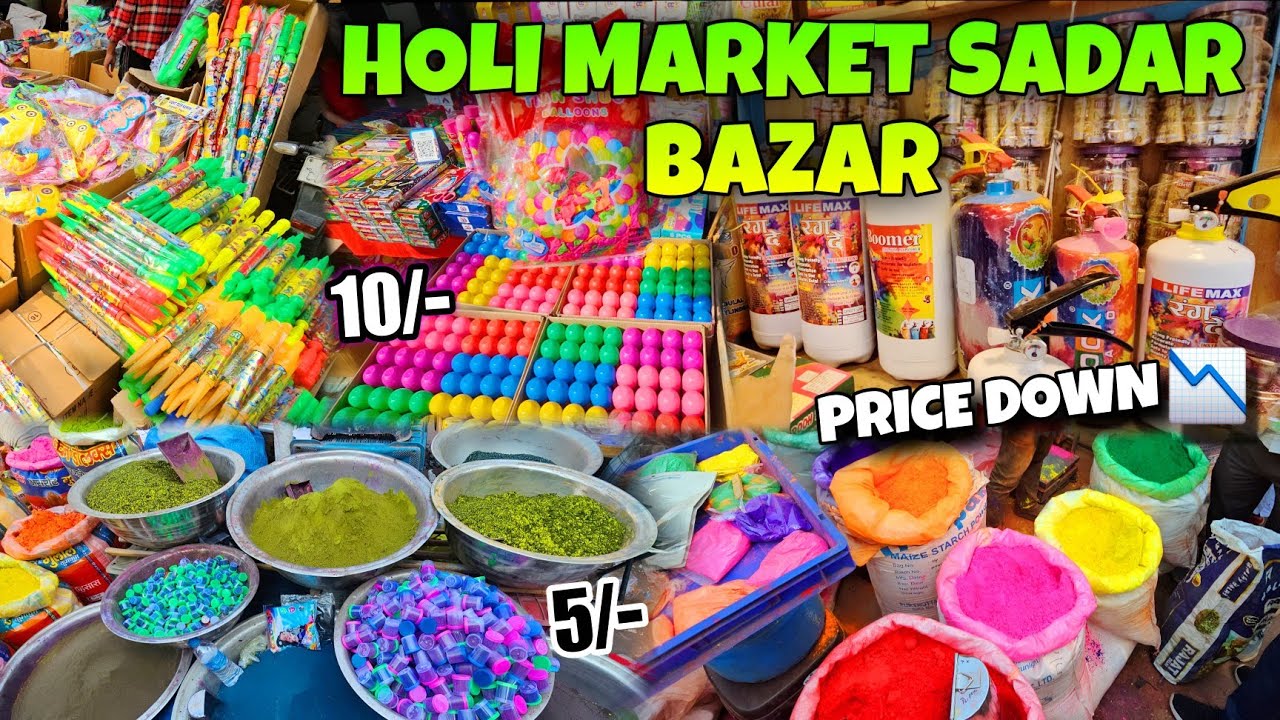 Cheapest Holi Market Sadar Bazar 2026 | Sadar Bazar holi shopping | gulal spray pichkari all items 