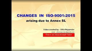 Changes in ISO-9001 2015 arising due to Annex SL
