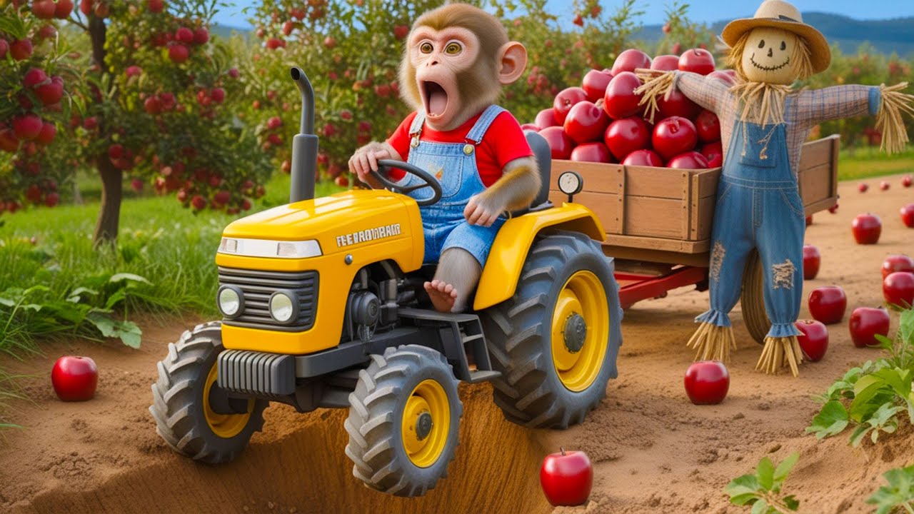 Monkey Funky’s Pear Harvest Turns CHAOTIC! His Tractor Cart Breaks…But His Smart Move Saves the Day!