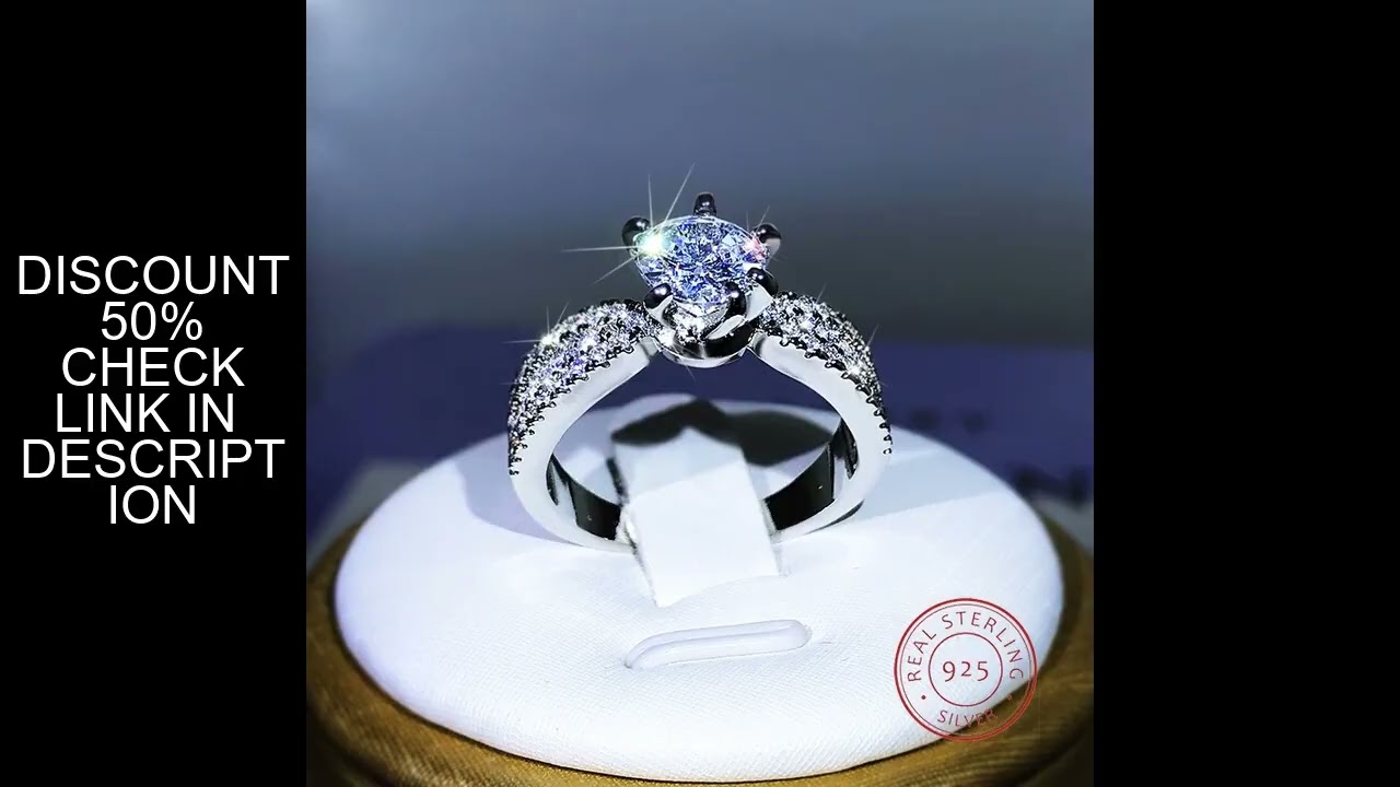 925 Sterling Silver Luxury Sparkling Six-Claw White Zircon Ring For Ladies Party Reception Jewelry G