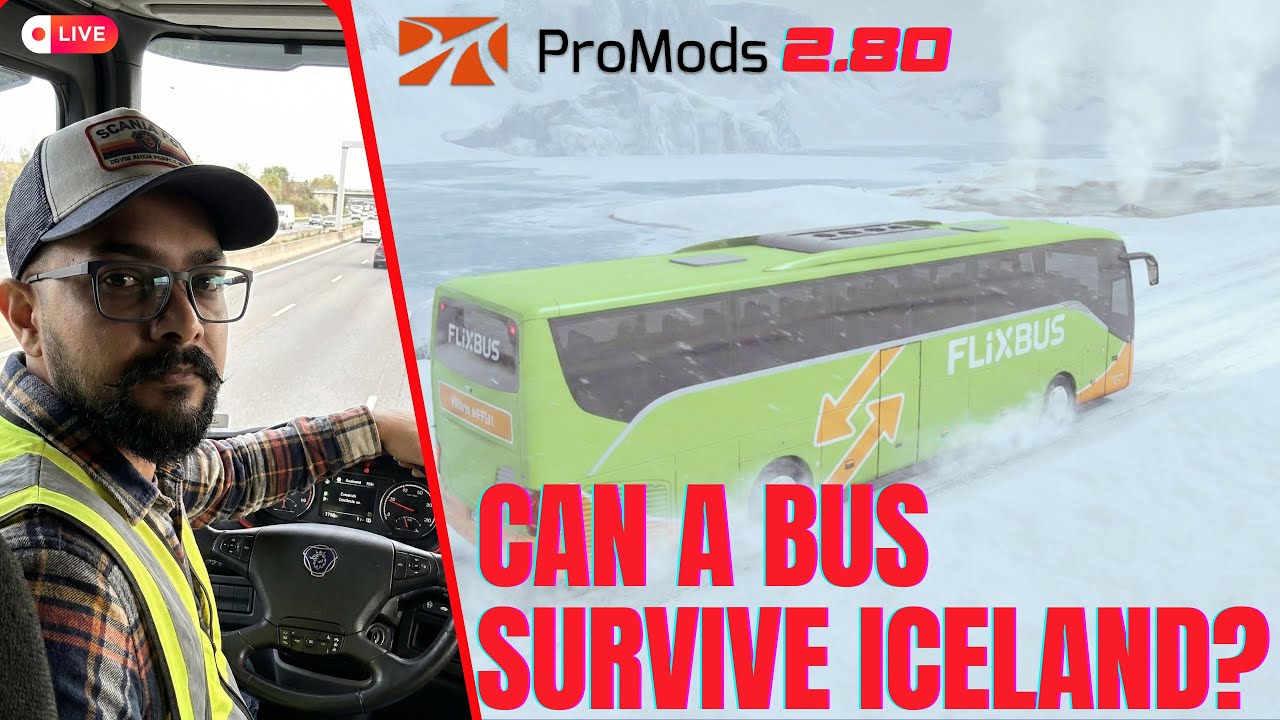 MOST DANGEROUS Bus Route? ProMods 2.80 Iceland Passenger Run (Live) (Portrait)