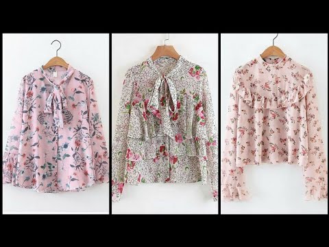 Floral Prints Women's Chiffon Blouses Style For Office Women's