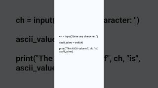 Python Program: Print ASCII Value of a Character