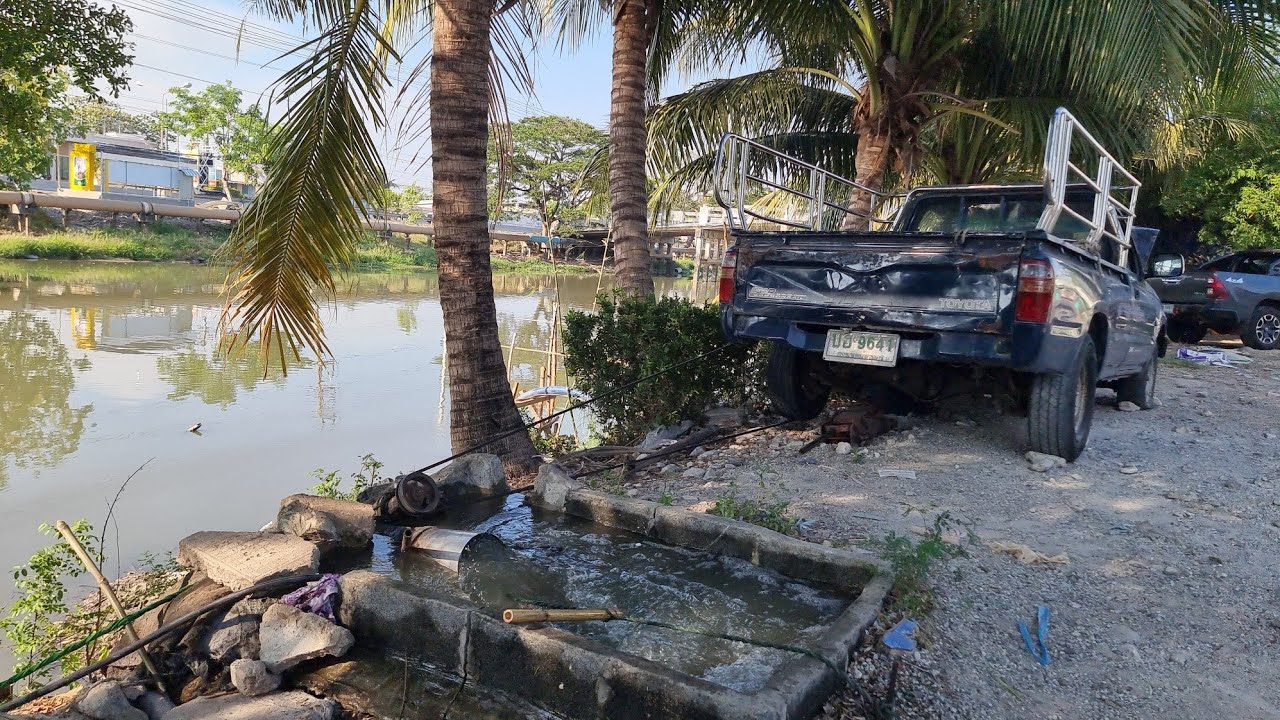 ท่อสูบน้ำ8นิ้ว ใช้รถกะบะปั่นวิดน้ำ ลุงตี๋คลองแปด ธัญญะบุรี  2024