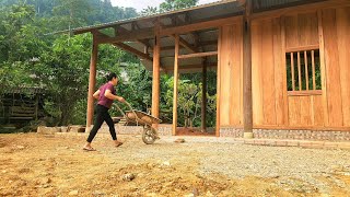 The process of the girl building a farm and harvesting giant melons to sell at the market.