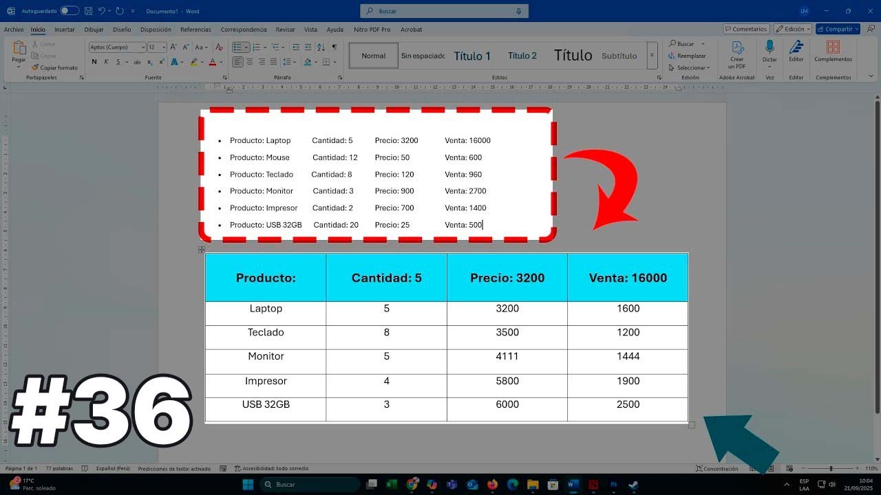 Transformar Texto en Tabla y Tabla en Texto en Word ✨