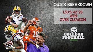 LSU vs Clemson - Reaction - Game Review \& Breakdown College Football National Championship