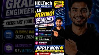 🔥 HCLTech Mass Hiring 2025 | Graduate Engineer Trainee | 2023-2026 Batch Eligible 🚀