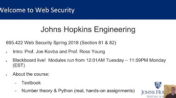 JHU Spring 2018 Web Security Welcome Video