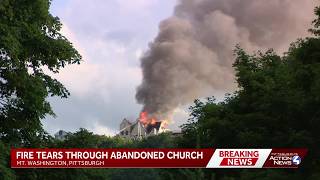 Large fire at former church in Pittsburgh's Mount Washington neighborhood