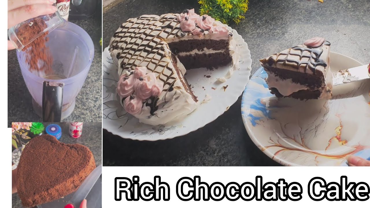 Easy Moist Chocolate cake with white cream 