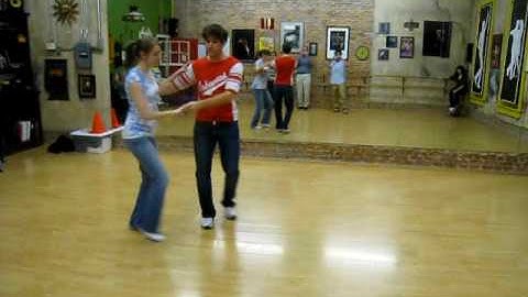 lindy hop, outside turns with hand change behind the back, inside turn with reverse