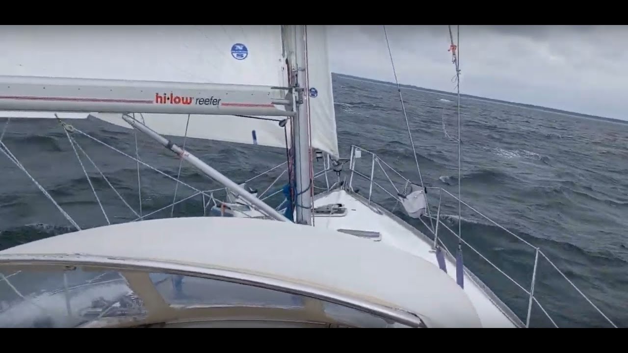 Beneteau Oceanis 343 Sailing Downwind in +30 Knots Wind