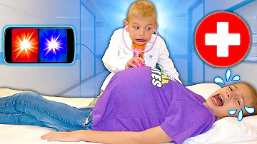 Bro Doctor ViSit To Help SiSter With Belly Ache! Sibling PretEnd Play!