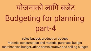 Budgeting for planning ..Part-4