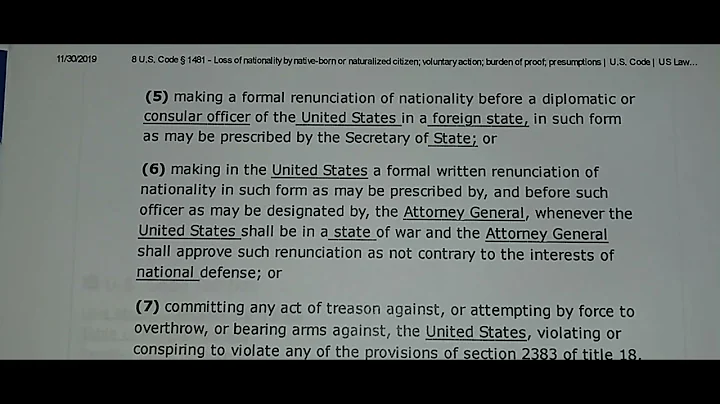 Moorish American Title 8 U.S. Code Section 1481  Loss of Nationality