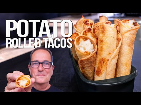 Crispy mashed potato taquitos with guacamole, from the video