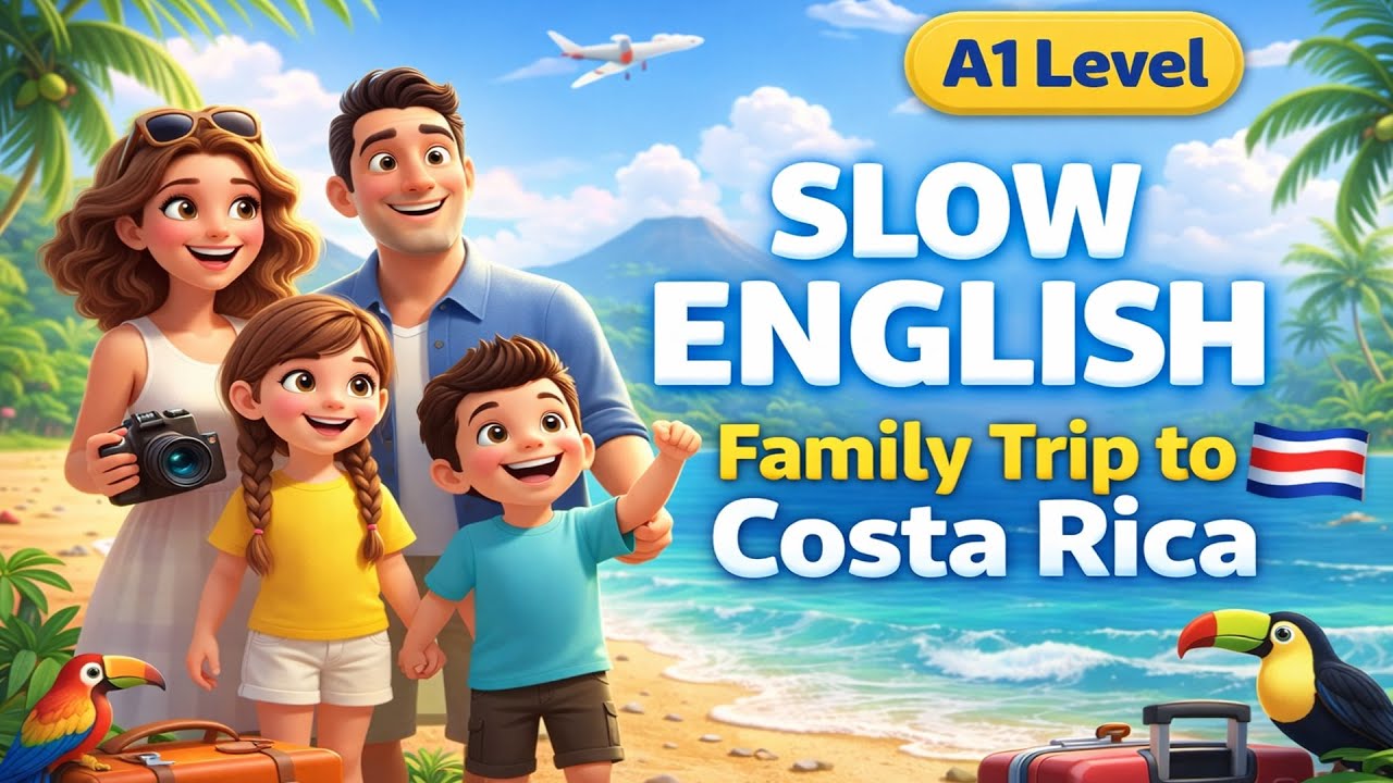 A Family’s First Flight to Costa Rica ✈️ | Easy English Story for Beginners (A1–A2)
