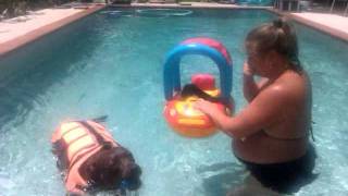 S Swimming On Maxs Back Across The Pool