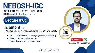 NEBOSH IGC Lecture 3 (Element 1.1) | Financial Reason for Managing Health and Safety